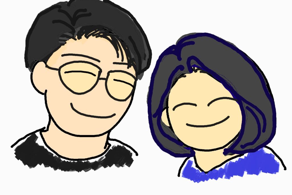 うみのんとうにょーさんのツーショットイラスト