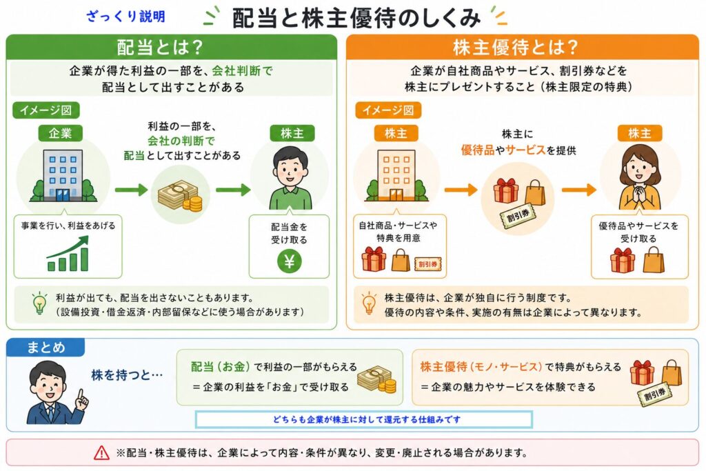 配当と株主優待についての説明を図にしたもの