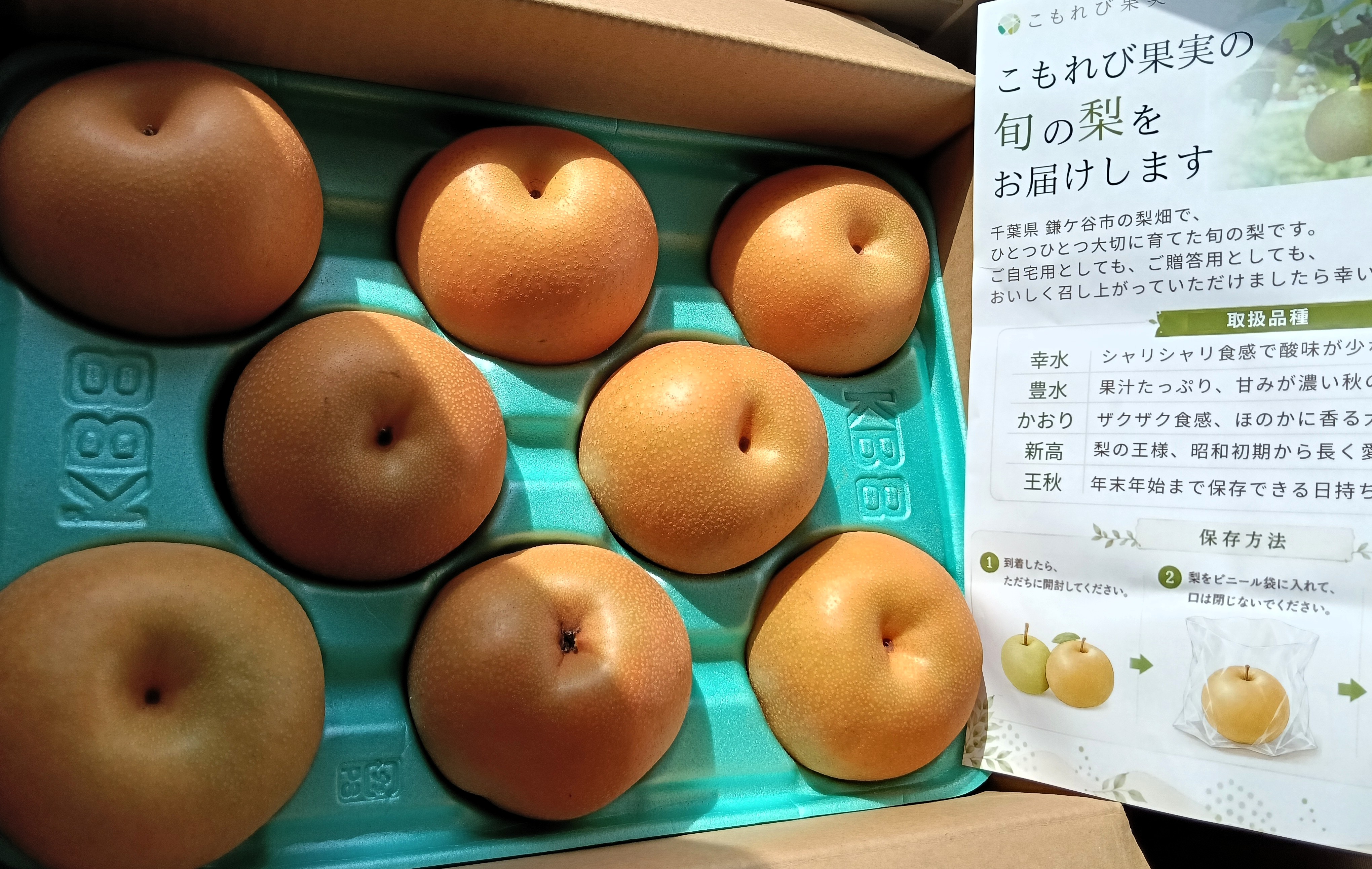 箱に詰まった梨の画像